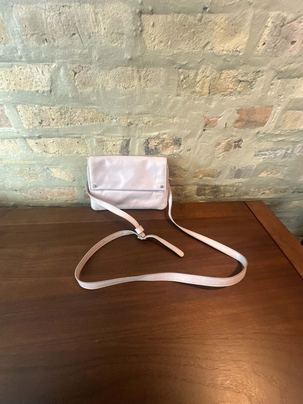 Treasure & Bond Leather Fold-Over Crossbody Bag in Light Lavender